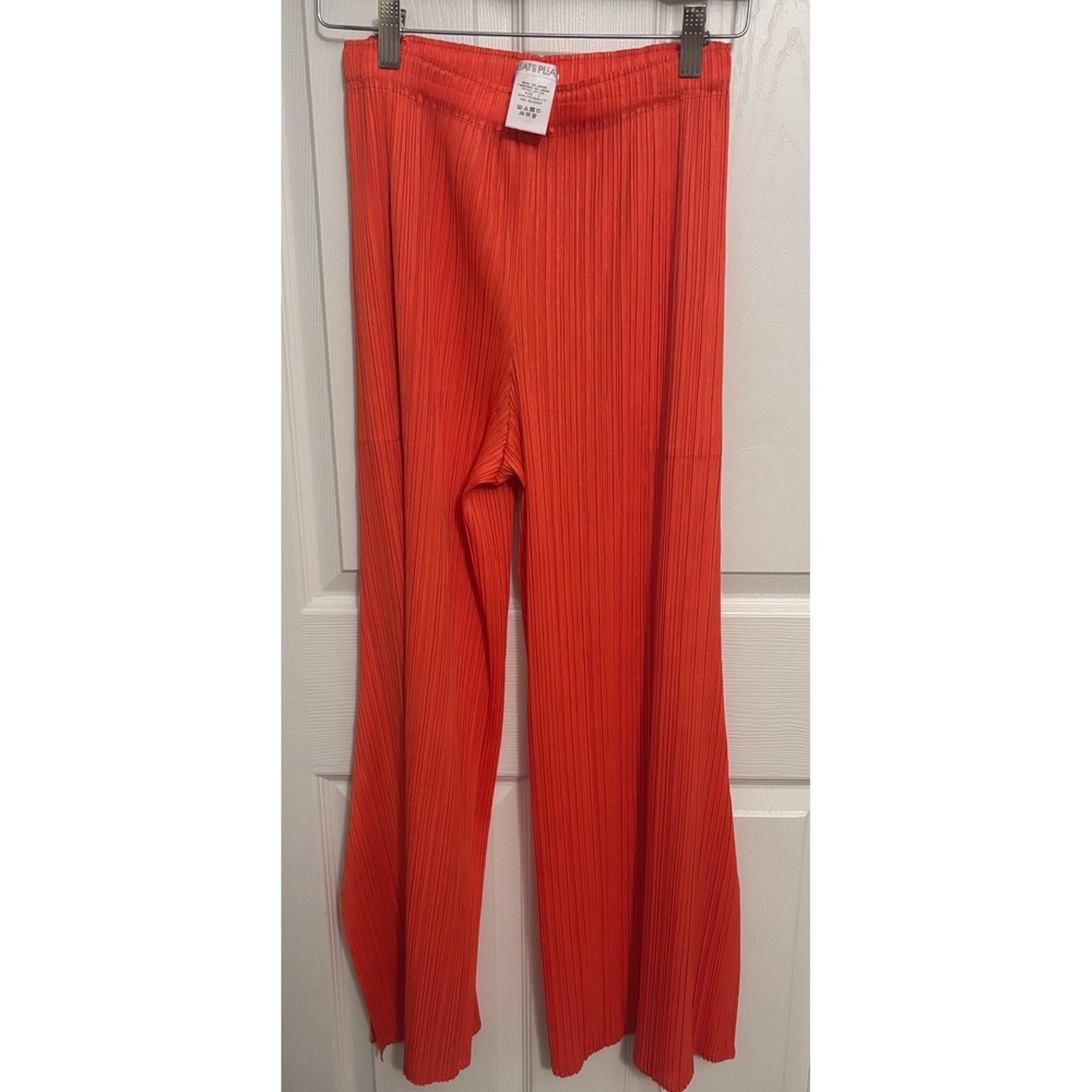 Pleats Please Issey Miyake | Orange Trouser Pants Slit Sz 4 PP78-JF145